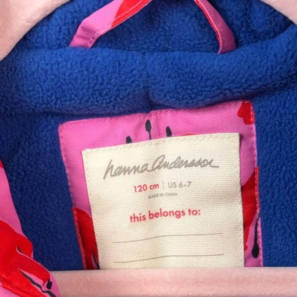 Hanna Andersson Girls Sunset Tulip Floral Snow Ski Jacket Hood Pink Blue 120 6-7